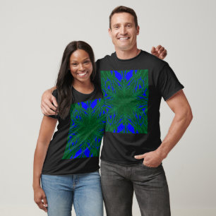 T-shirt Vert foncé en jasmin bleu profond floral bohème 