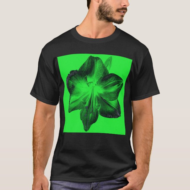 T-shirt Vert foncé sur vert clair Amaryllis (Devant)