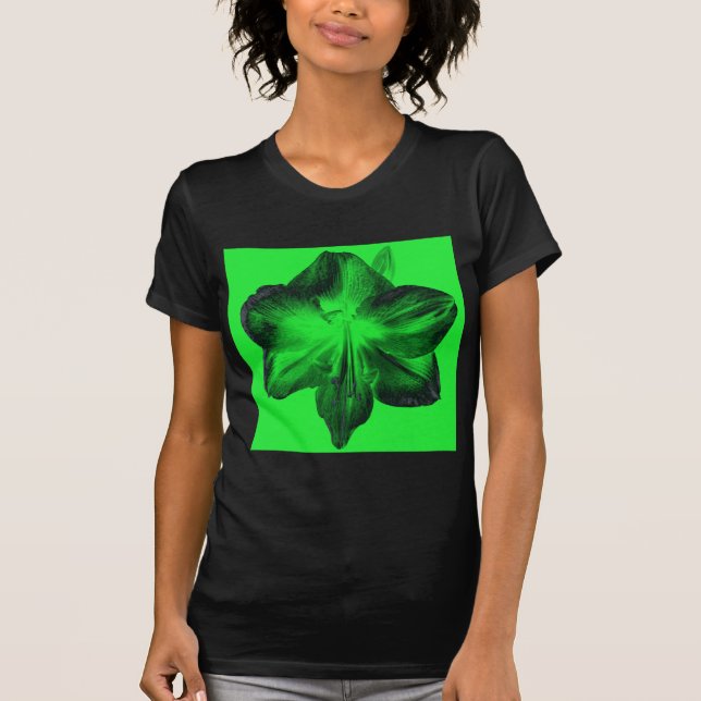 T-shirt Vert foncé sur vert clair Amaryllis (Devant)