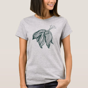 T-shirt vert foncé & turquoise monstère feuilles & lys con