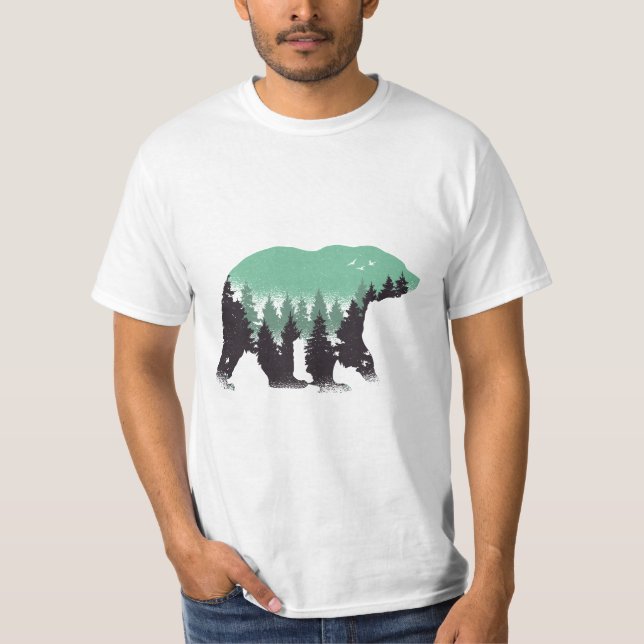 T-shirt Vert forêt d'ours (Devant)
