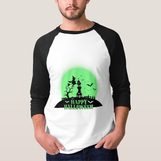 T-shirt vert homme de la fête d'Halloween (Devant)