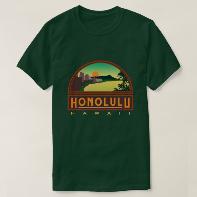 T-shirt vert Honolulu Hawaii (Design devant)