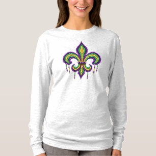 T-shirt Vert jaune pourpre Mardi Gras fleur de lis