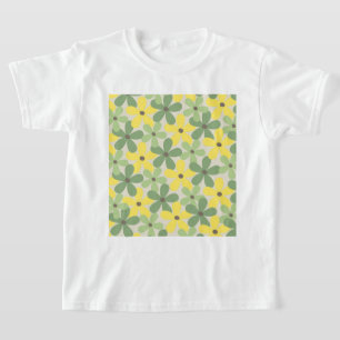 T-shirt Vert jaune rétro Y2K les années 70 Fleur Motif