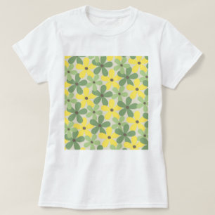 T-shirt Vert jaune rétro Y2K les années 70 Fleur Motif