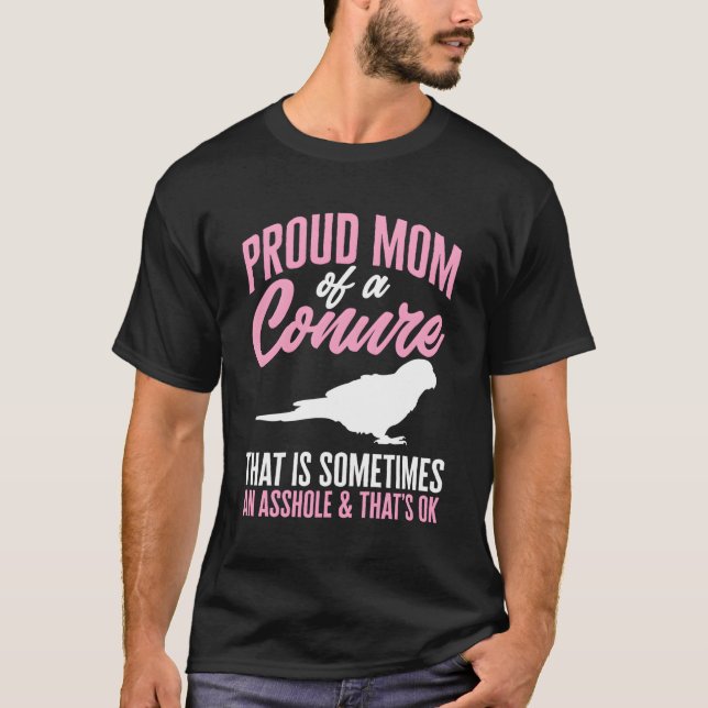 T-shirt Vert Joue Conure Maman Perroquet Oiseau Soleil Con (Devant)
