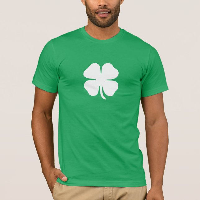 T-shirt Vert Lucky Four Leaf Clover Irlandais (Devant)