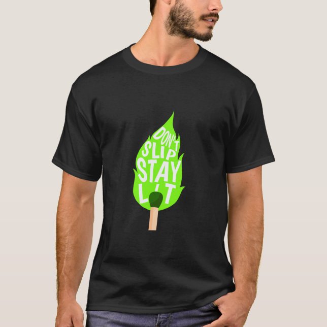 T-shirt Vert Ne Glisse Pas Reste Allumé Vert Graphique (Devant)