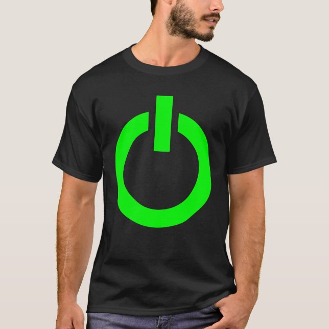 T-shirt vert Neon Glow-Bouton Power (Devant)