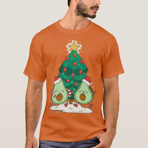 T-shirt Vert Noël mignon Avocado Arbre de Noël Illust