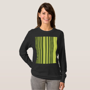 T-shirt Vert olive et rayures jaune citron
