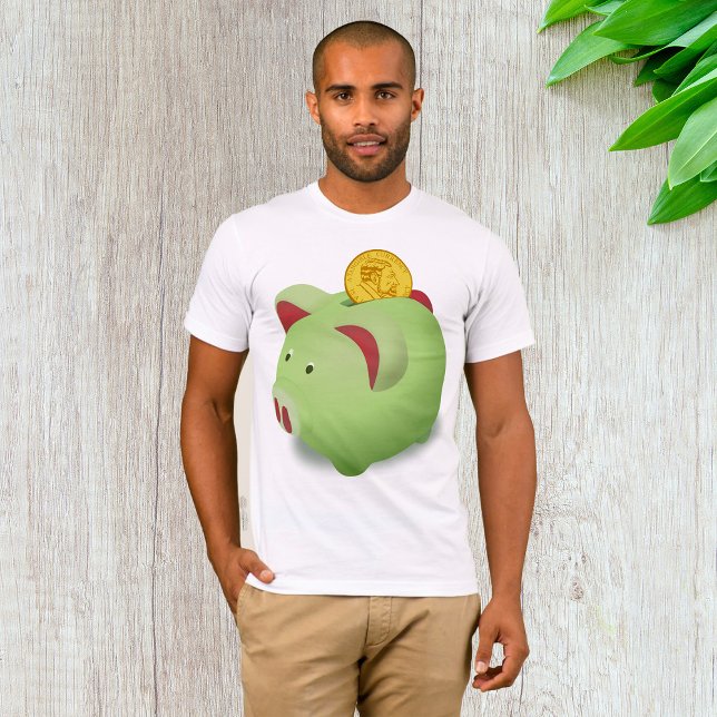 T-shirt vert Piggy Bank Mens (Créateur téléchargé)