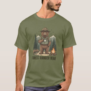 T-shirt vert pour hommes Forest Ranger Bear Campin