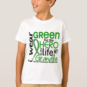 T-shirt Vert pour la maladie rénale de grand-papa du hér