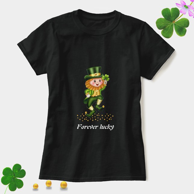 T-shirt vert pour toujours chanceux (Créateur téléchargé)