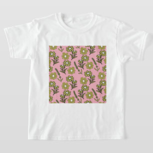 T-shirt Vert rose rétro Y2K Funky Hippie Flower Motif