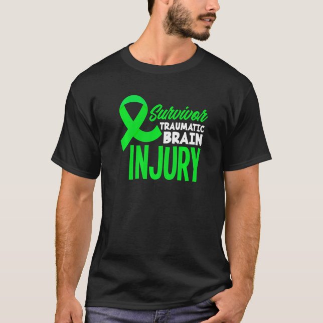 T-shirt Vert Ruban Survivante Traumatic Brain Injury Aware (Devant)