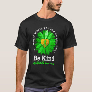 T-shirt Vert Ruban Tournesol Soyez en forme Santé mentale 