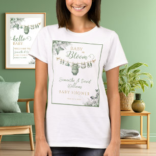 T-shirt Vert sauge floral papillon bébé en fleurs 