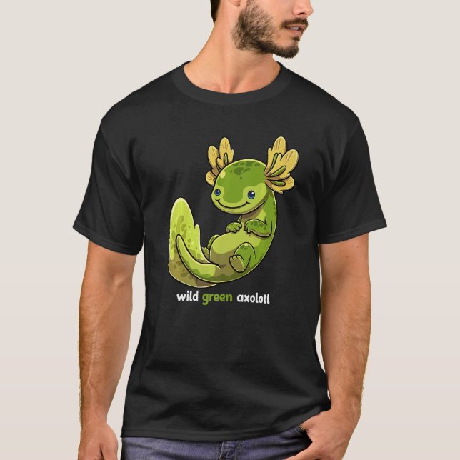 T-shirt Vert sauvage Axolotl mignon Melanoïde Mexicain Sal (Devant)