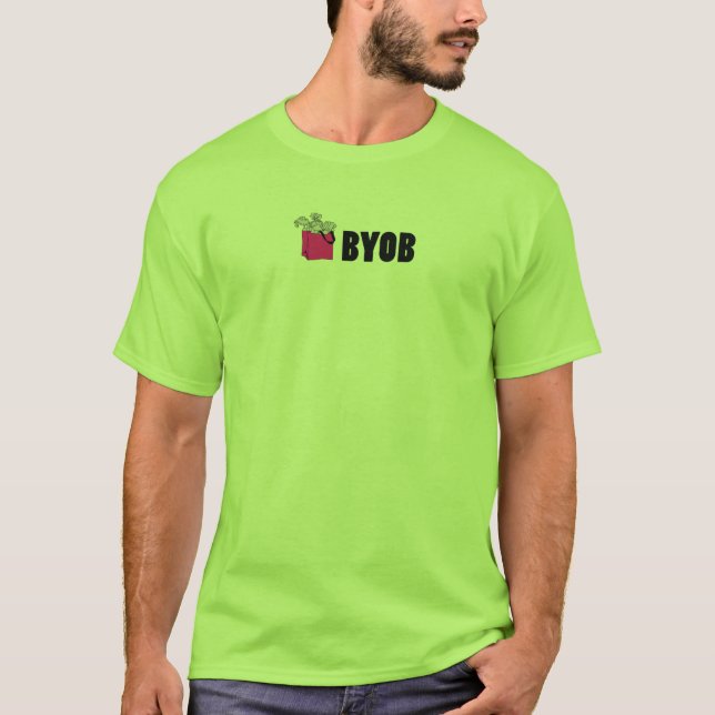 T-SHIRT VERT VIVANT : BYOB (Devant)