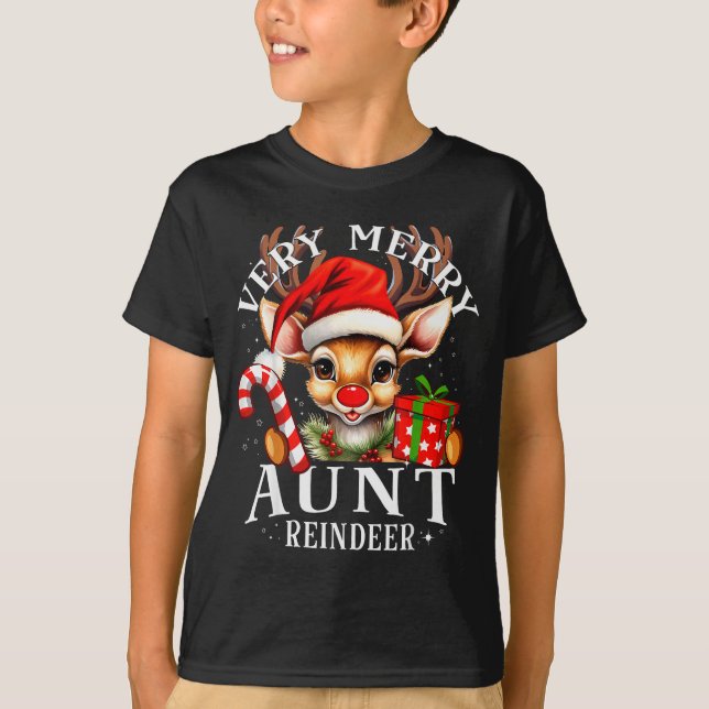 T-shirt Very Merry Aunt Reindeer Matching Christmas  (Devant)