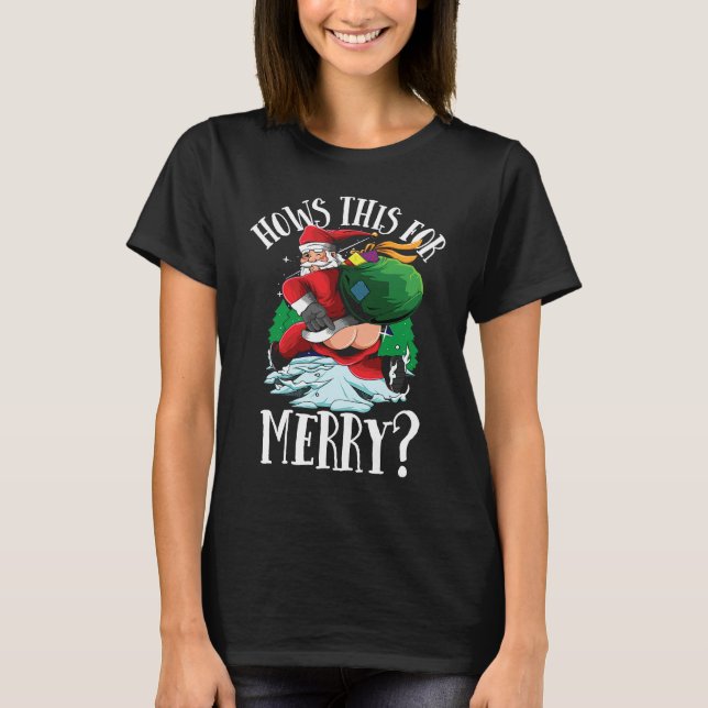 T-shirt Very naughty Santa List Merry Jolly Christmas (Devant)