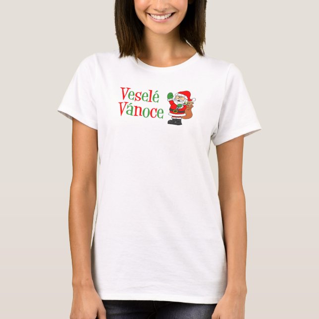 T-shirt Vesele Vanoce Tchèque Noël Père Noël (Devant)
