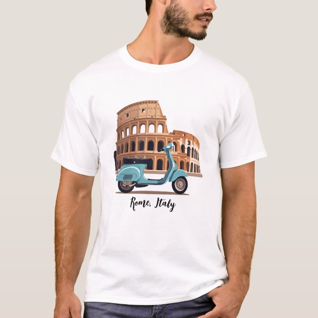T-shirt Vespa à Rome Italie (Devant)