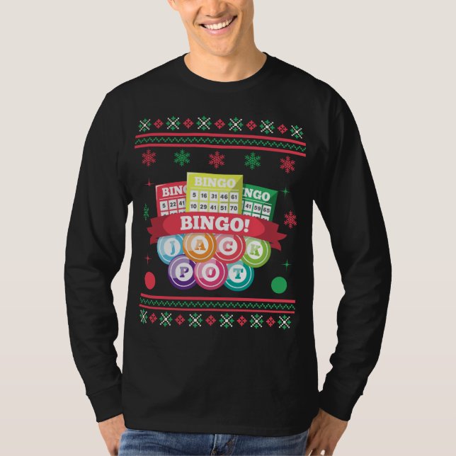 T-shirt Veste de Bingo Veste de Noël moche (Devant)