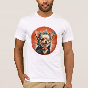 T-shirt Veste de moto avec Chihuahua Rock Punk et Mohawk p