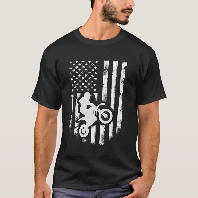 T-shirt Veste de vélo Dirt Motorcross American Flag (Devant)