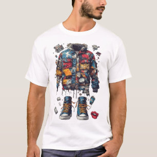 T-shirt Veste déconstruite en patchwork de collage pour Sn