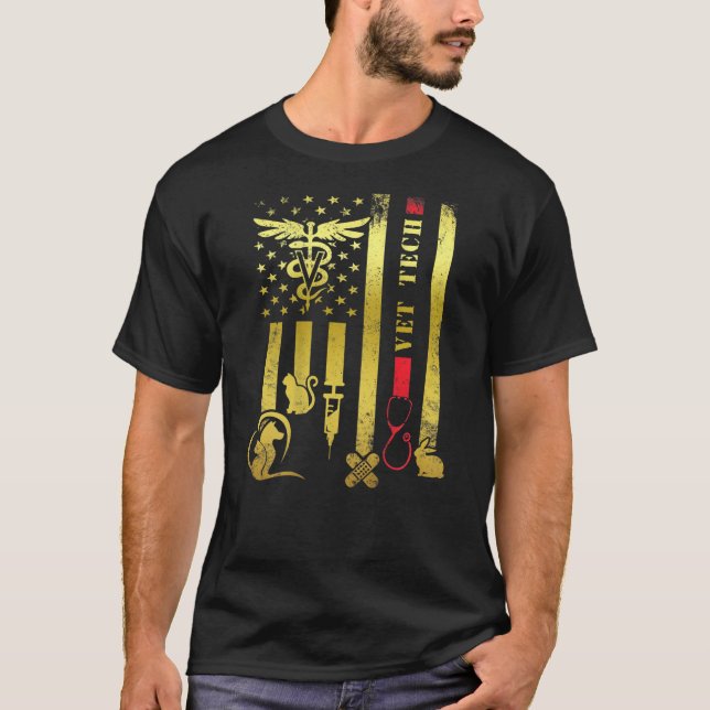 T-shirt Vet Tech Aimer Animaux Vétérinaire Tech Distressed (Devant)