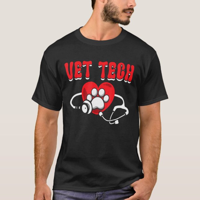 T-shirt Vet Tech Love Animaux Amour Et Soins Empreinte de  (Devant)