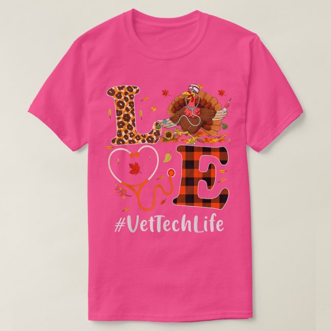 T-shirt Vet Tech Love Thanksgiving Leopard Stethoscope Fun (Design devant)