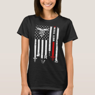 T-shirt Vet Tech Usa Flag Animaux de compagnie Technicien