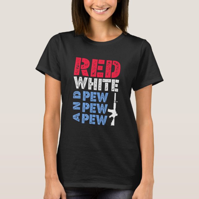 T-shirt Vêtements À Pew Pew Rouge Blanc Et Pew Pew (Devant)