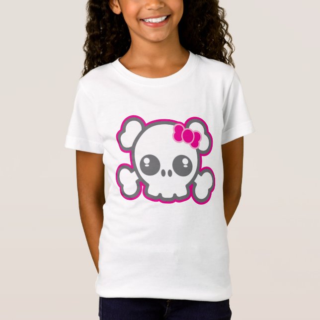 T-Shirt Vêtements crâne rose Kawaii (Devant)