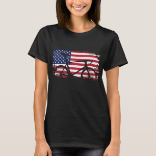 T-shirt Vêtements cyclables américains Flag Road - Vélo