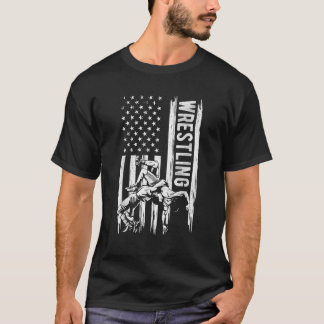 T-shirt Vêtements de catch rétro américains Drapeau améric