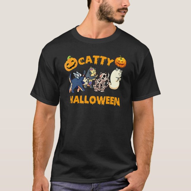 T-shirt Vêtements de chat fantôme d'Halloween de chat câli (Devant)