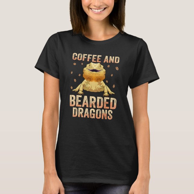 T-shirt Vêtements de Dragon barbu Accro au café pour O (Devant)