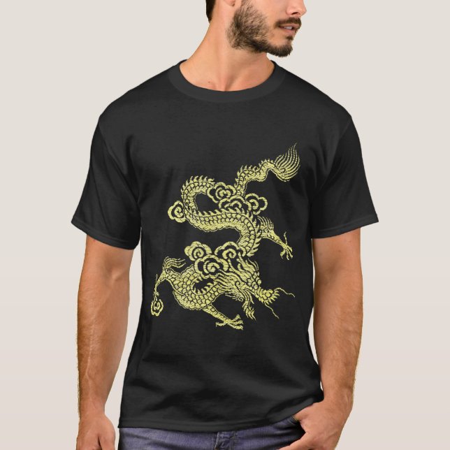 T-shirt Vêtements de dragon chinois en or (Devant)