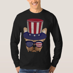 T-shirt Vêtements de French Bulldog patriotiques avec drap