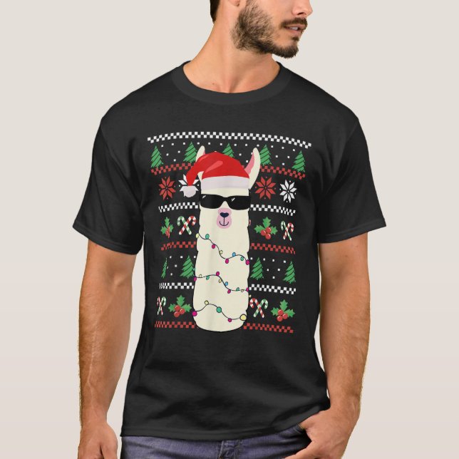 T-shirt Vêtements de Noël laid Noël Lama Noël T S (Devant)