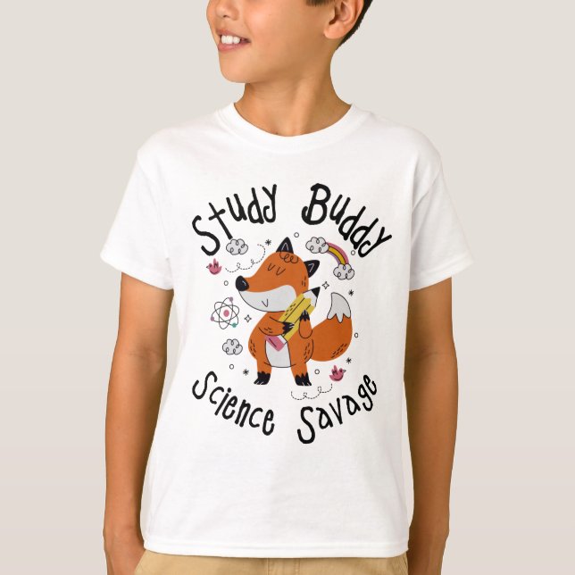 T-shirt vêtements de rentrée scolaire, study budd science  (Devant)
