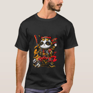 T-shirt Vêtements de rue rétro cool Baseball Panda et chat