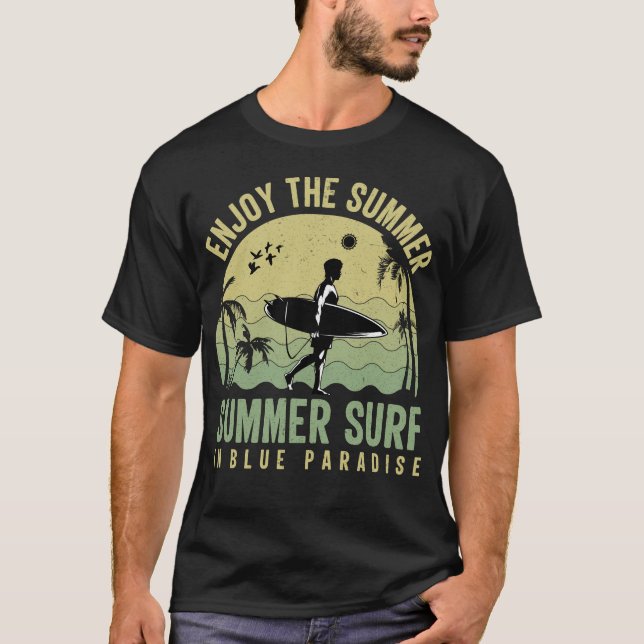 T-shirt Vêtements de surf Paradise d'été (Devant)